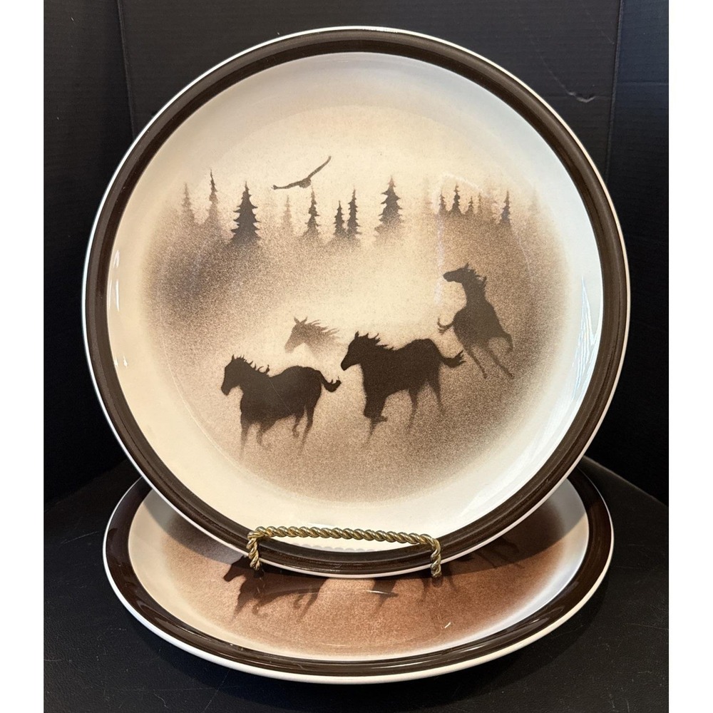 Big Sky Carvers Wild Horses Thomas Norby Dinner Plate Plates Set Of 2 Western